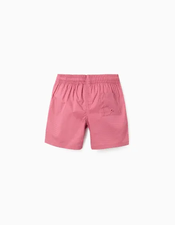 Swim shorts with drawstring and pocket for boys, dark pink