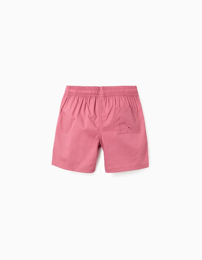 Swim shorts with drawstring and pocket for boys, dark pink