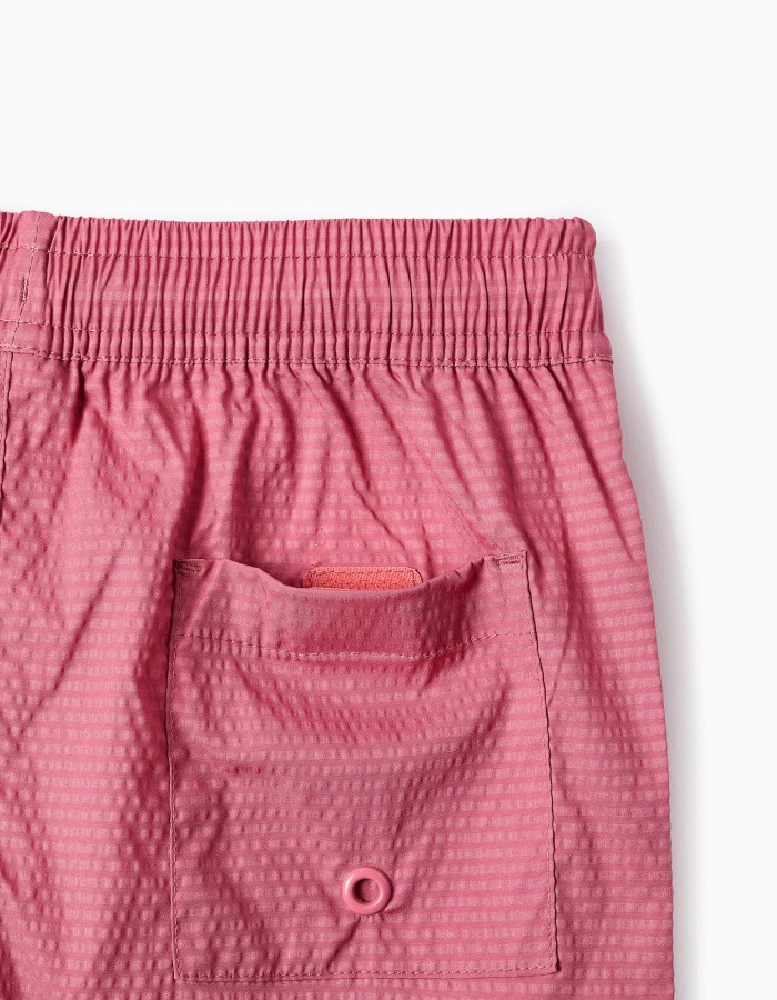 Swim shorts with drawstring and pocket for boys, dark pink