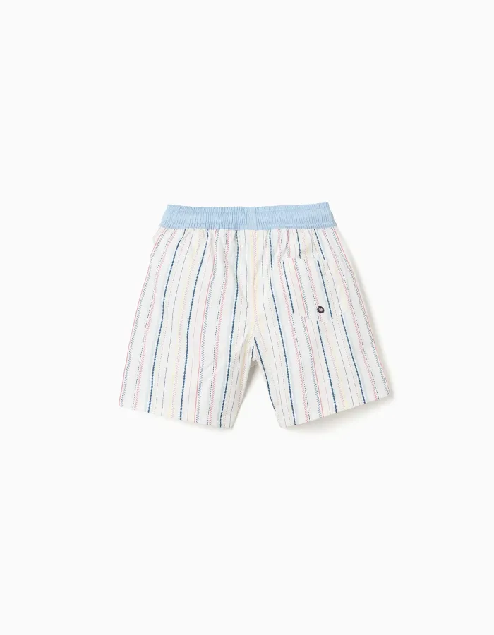Swim shorts with ethnic stripes and drawstring B&S for boys, multicolour