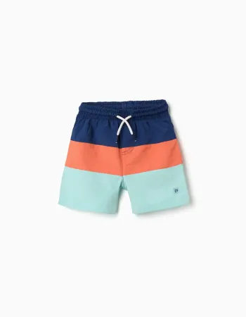 Swim shorts with colour block and drawstring for boys, multicolour
