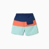 Swim shorts with colour block and drawstring for boys, multicolour