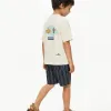 Striped swim shorts with drawstring for boys, multicolour