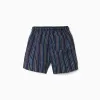 Striped swim shorts with drawstring for boys, multicolour