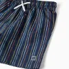 Striped swim shorts with drawstring for boys, multicolour