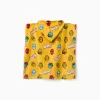 Hooded beach poncho in cotton with Marvel motif for boys, yellow