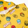Hooded beach poncho in cotton with Marvel motif for boys, yellow