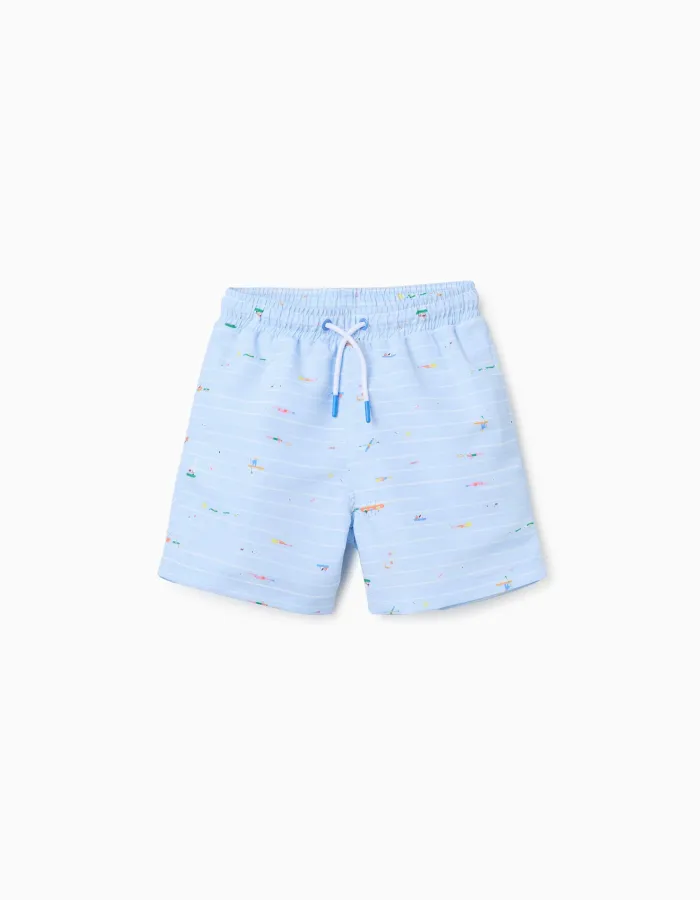 Swim shorts with print Carolina Celas x Zippy for boys, light blue