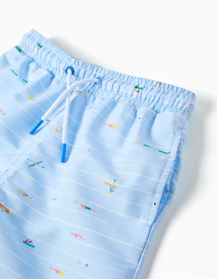 Swim shorts with print Carolina Celas x Zippy for boys, light blue
