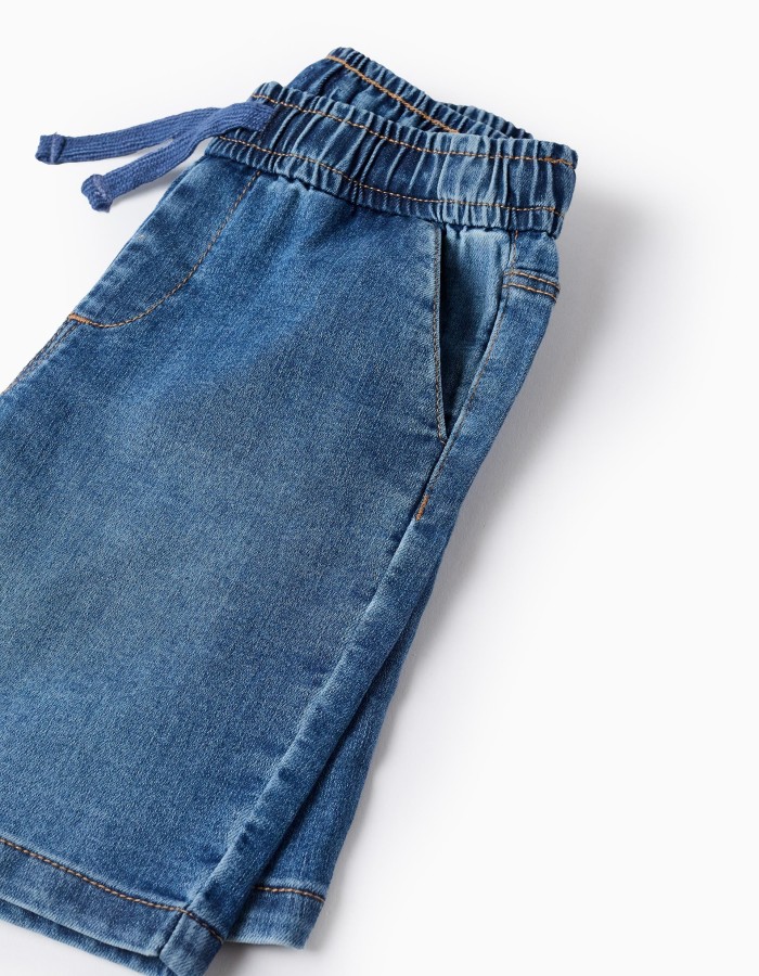 Denim Shorts with Drawstring for Boys 'Midi', Blue