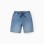 Midi denim pull-up shorts with drawstring for boys, light blue