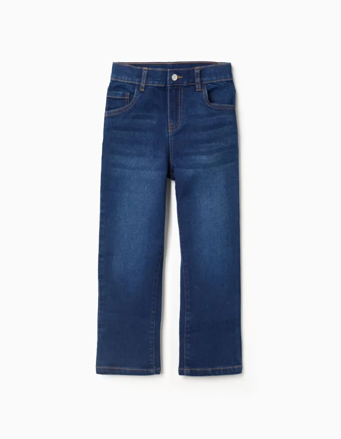 Straight fit denim trousers for boys, dark blue