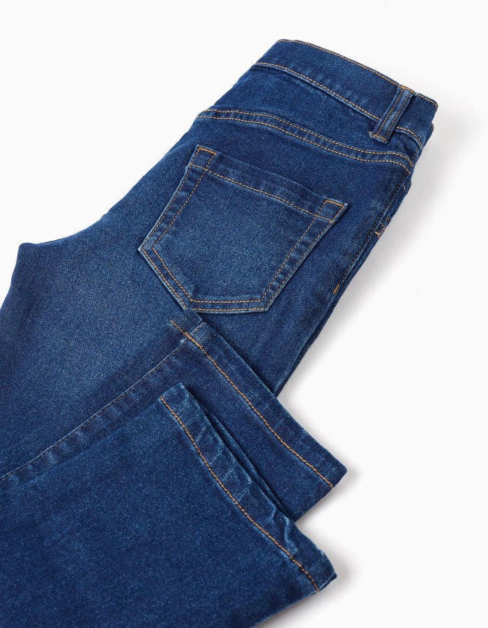 Straight fit denim trousers for boys, dark blue
