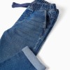Slim fit jeans with drawstring for boys, blue