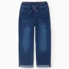 Slim fit jeans with drawstring for boys, dark blue