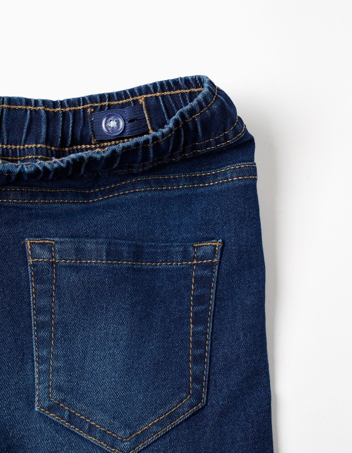 Slim fit jeans with drawstring for boys, dark blue