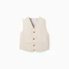 Suedine Waistcoat for Boys, Beige