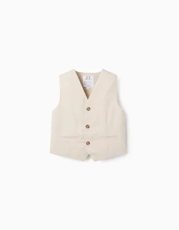 Suedine Waistcoat for Boys, Beige