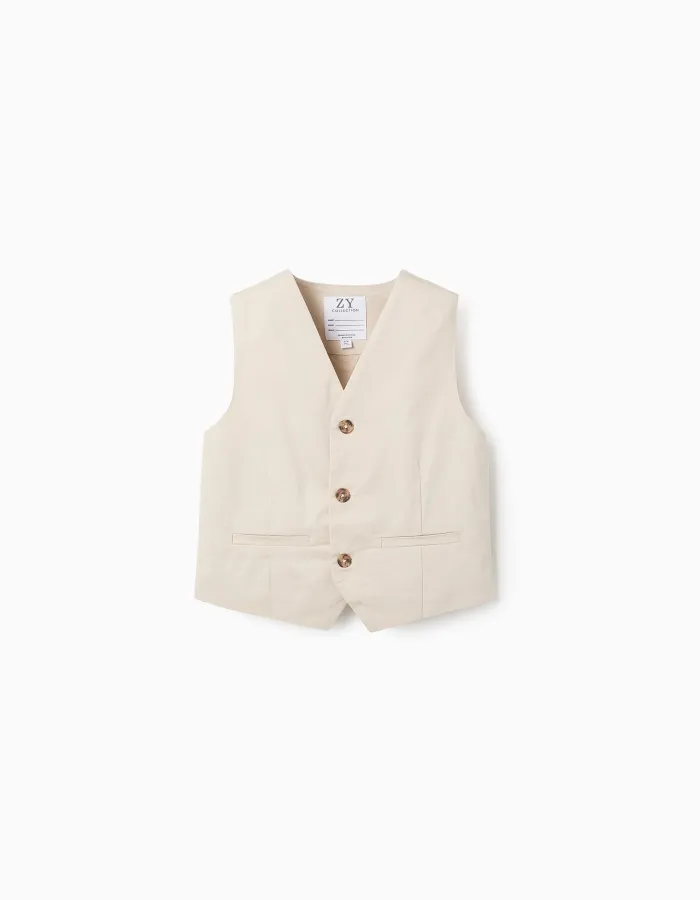 Suedine Waistcoat for Boys, Beige