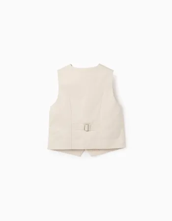 Suedine Waistcoat for Boys, Beige