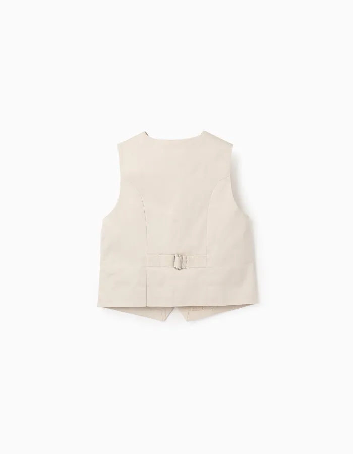 Suedine Waistcoat for Boys, Beige