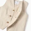 Suedine Waistcoat for Boys, Beige
