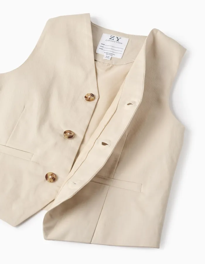 Suedine Waistcoat for Boys, Beige