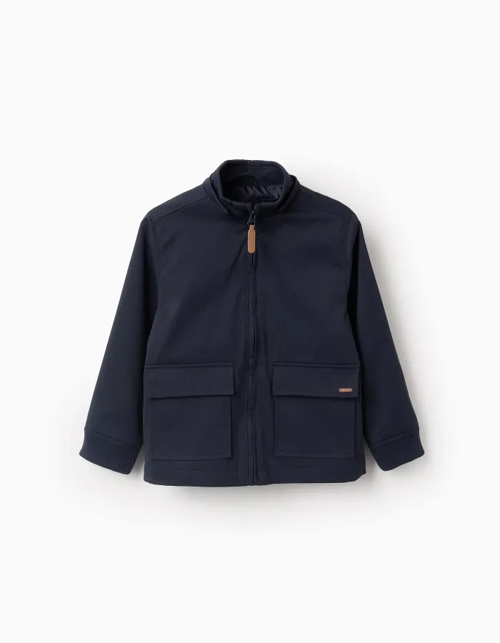 Hooded Jacket with Removable Hood for Boys, Dark Blue