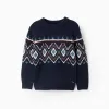 Jumper with Jacquard for Boys, Dark Blue