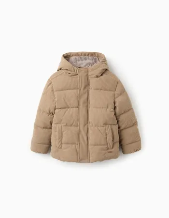 Padded Jacket with Hood for Boys, Brown