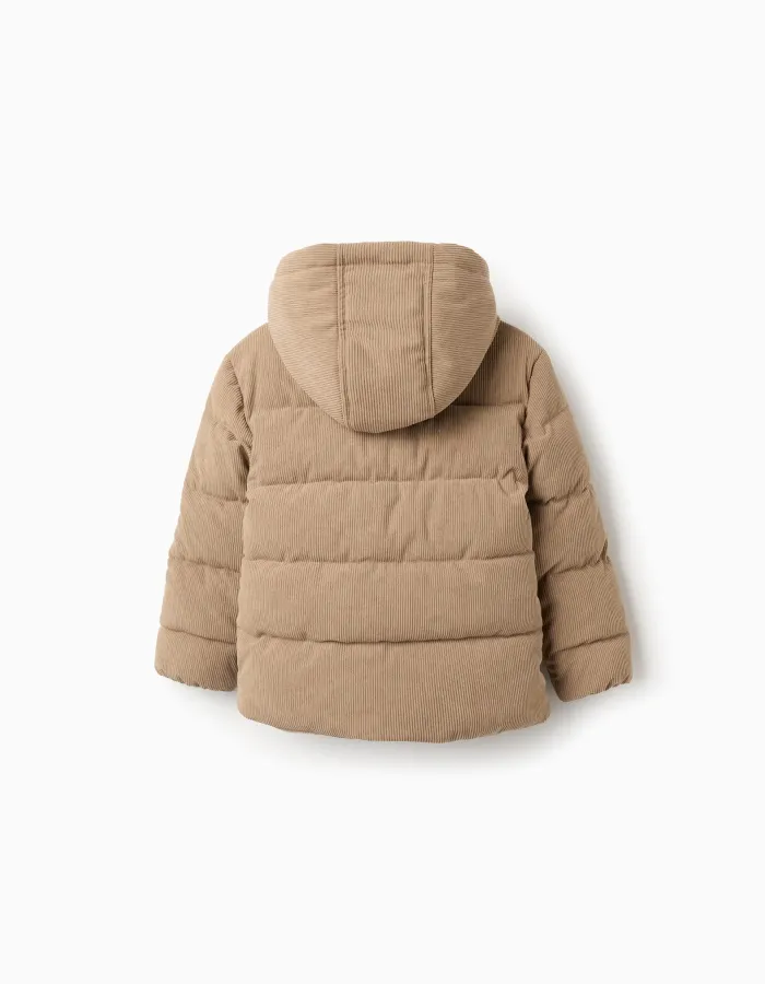 Padded Jacket with Hood for Boys, Brown