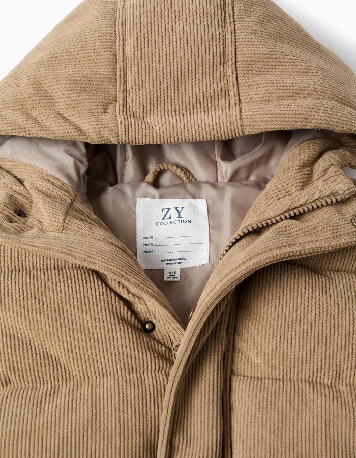 Padded Jacket with Hood for Boys, Brown