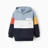 Cotton Hoodie with Colour Block for Boys, Multicolour