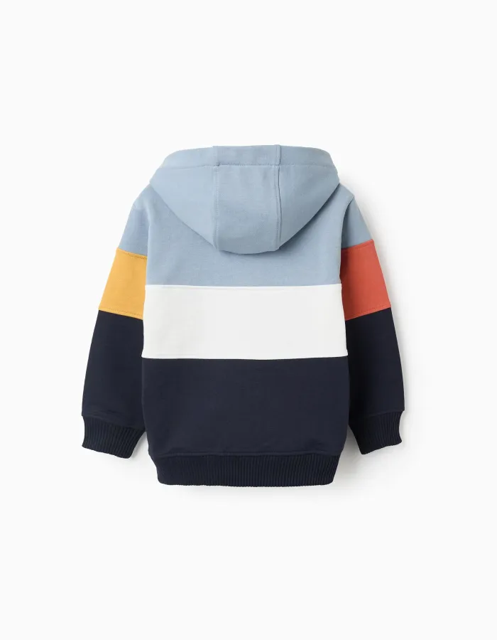Cotton Hoodie with Colour Block for Boys, Multicolour