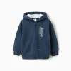Brushed hooded jacket with 'Arts College' print for boys, blue