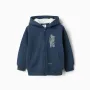 Brushed hooded jacket with 'Arts College' print for boys, blue