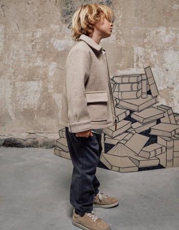 Wool effect coat with zip and flap pockets 'B&S' for boys, beige