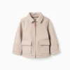 Wool effect coat with zip and flap pockets 'B&S' for boys, beige
