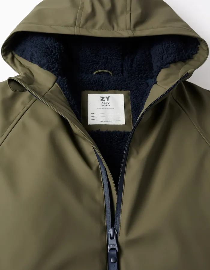 Boys' Dark Green Rubber Parka