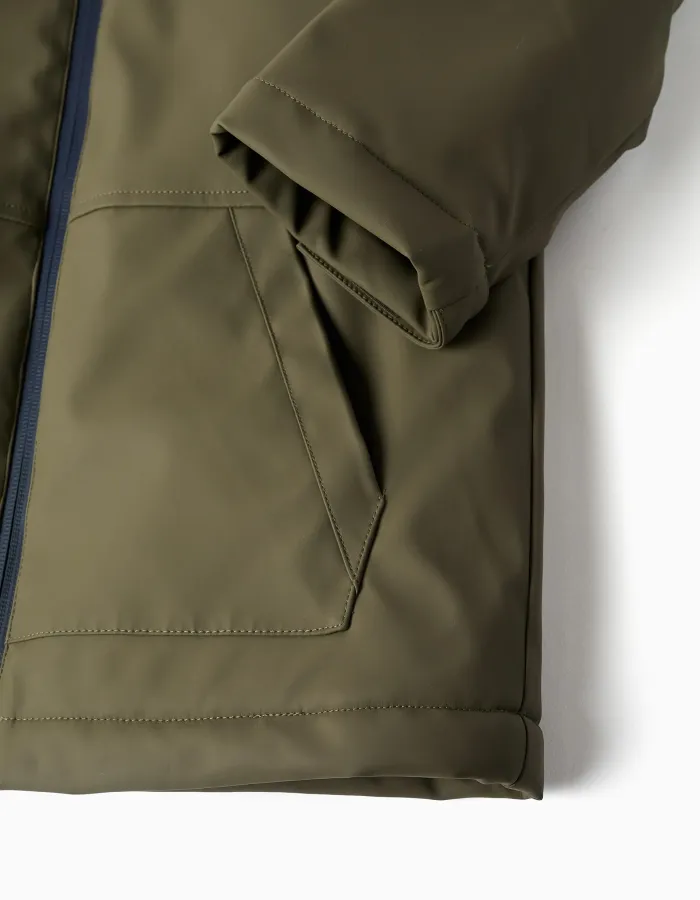 Boys' Dark Green Rubber Parka