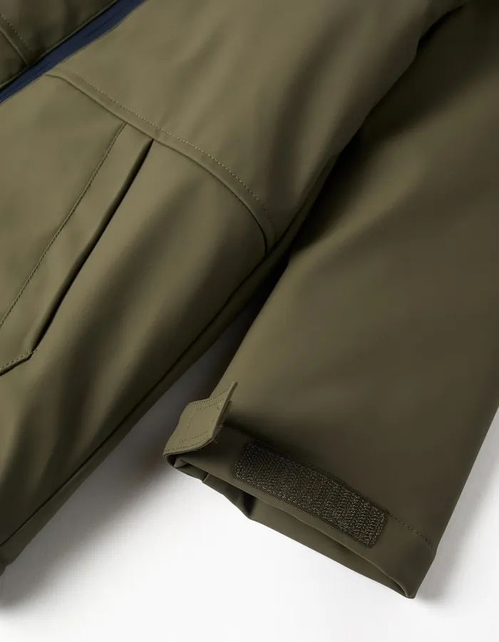 Boys' Dark Green Rubber Parka