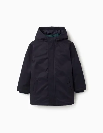 3-in-1 padded parka with hood for boys, navy blue/dark green