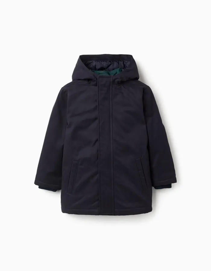 3-in-1 padded parka with hood for boys, navy blue/dark green