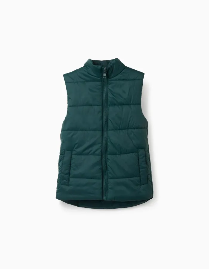 3-in-1 padded parka with hood for boys, navy blue/dark green