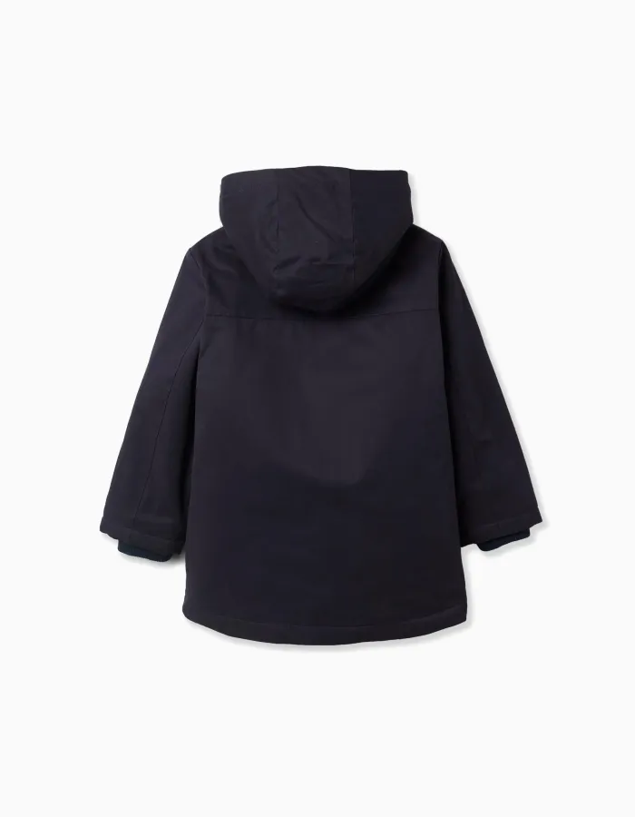 3-in-1 padded parka with hood for boys, navy blue/dark green