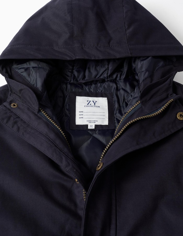 3-in-1 padded parka with hood for boys, navy blue/dark green