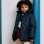 Quilted jacket with detachable hood for children, navy blue