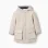 Hooded padded parka with front pockets for boys, light beige