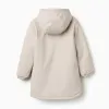 Hooded padded parka with front pockets for boys, light beige