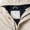 Hooded padded parka with front pockets for boys, light beige